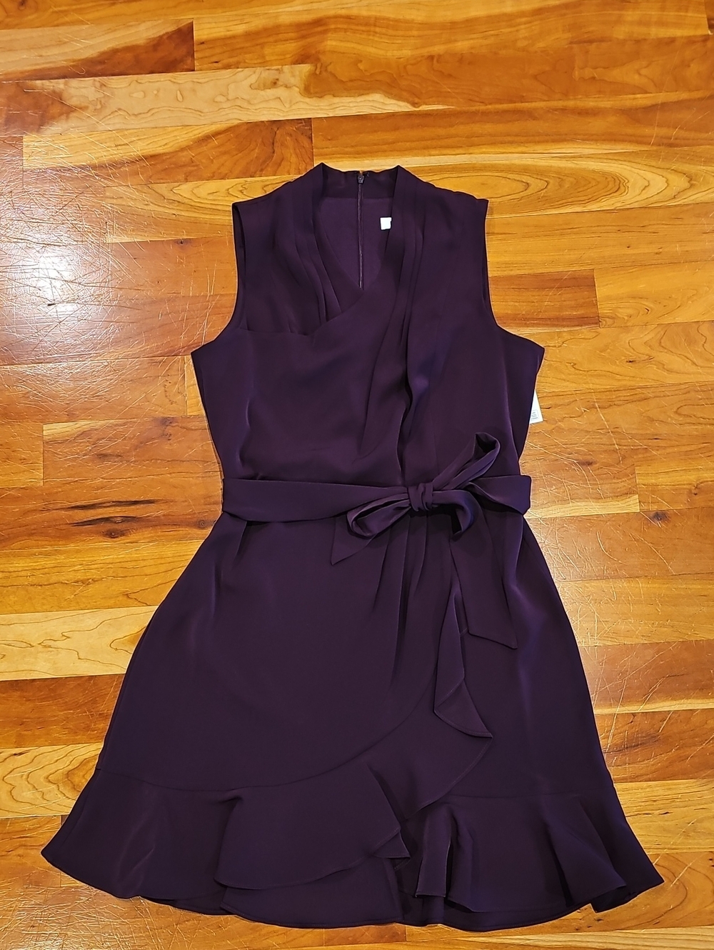 DKNY Sleeveless Ruffle-Hem Dress in Deep Plum